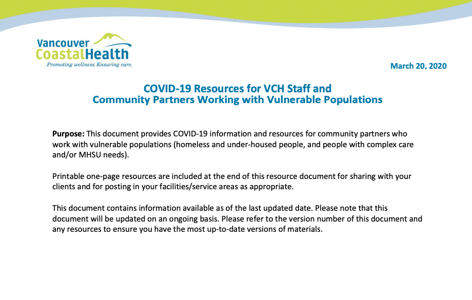 Vancouver Coastal Health letterhead with logo